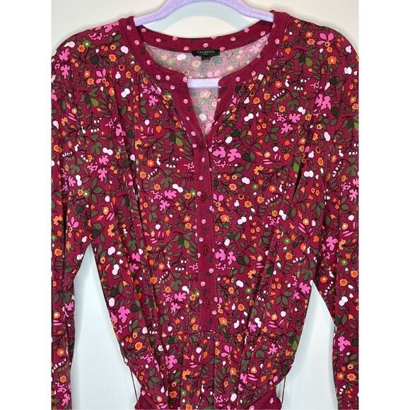 Talbots Red Floral Tie Waist Midi Dress Size 1X - Picture 2 of 7